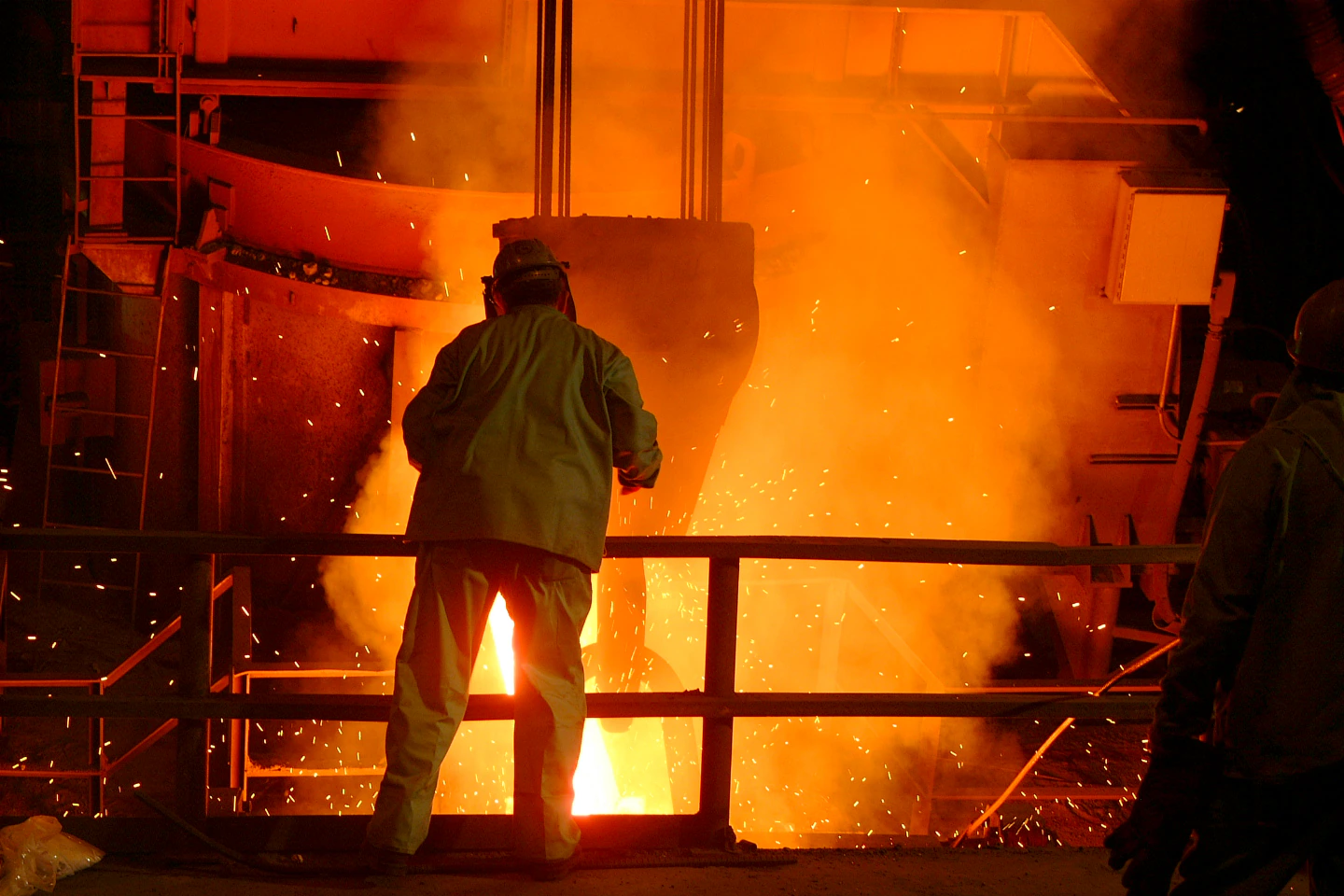 Illustration of metal pouring in a foundry